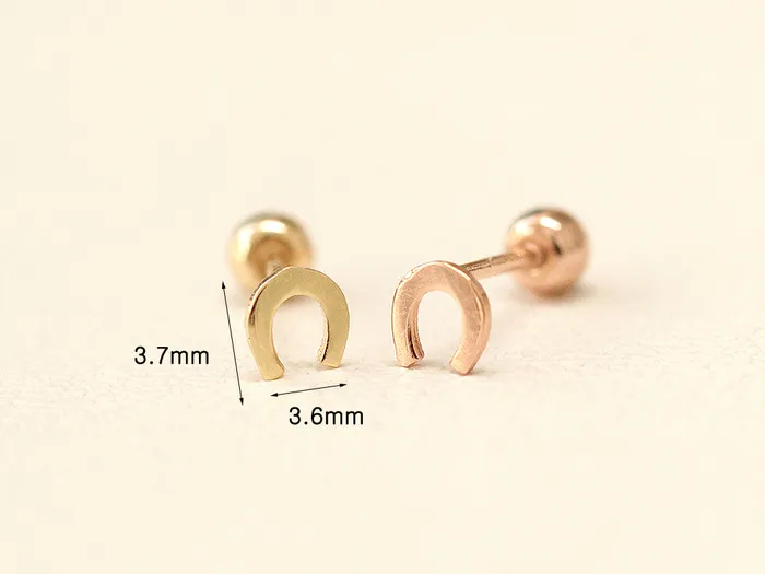 MinimalBijoux Earrings 14K gold Mini horseshoe cartilage earring 20g