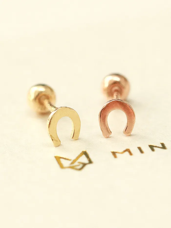 MinimalBijoux Earrings 14K gold Mini horseshoe cartilage earring 20g