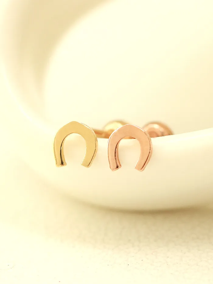 MinimalBijoux Earrings 14K gold Mini horseshoe cartilage earring 20g