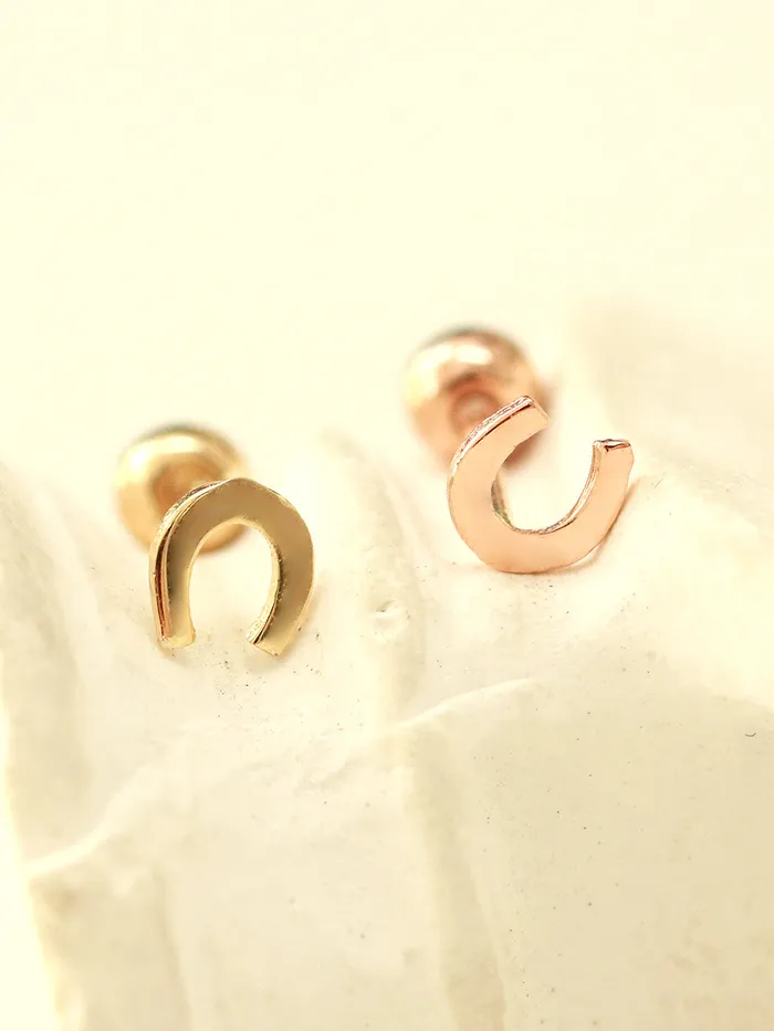 MinimalBijoux Earrings 14K gold Mini horseshoe cartilage earring 20g