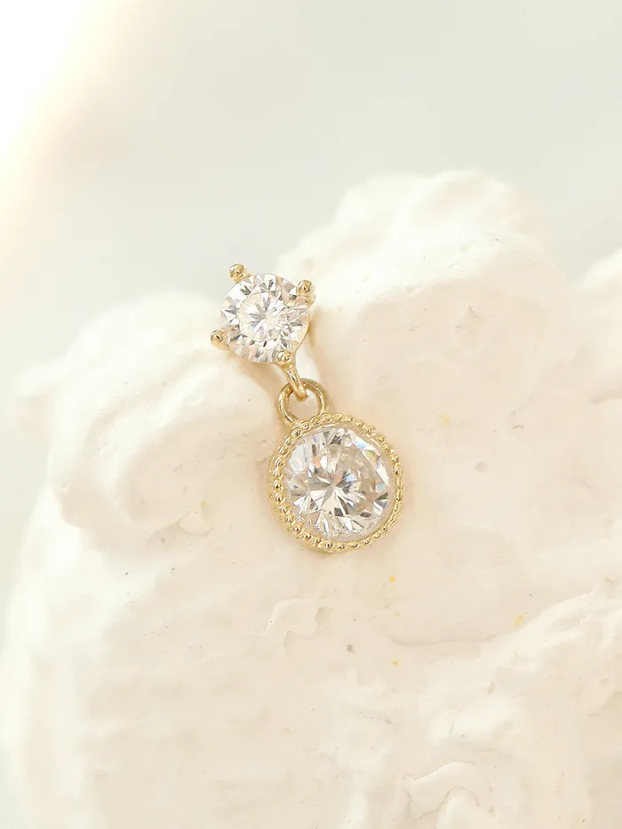 MinimalBijoux Earrings 14K gold Round Cubic Drop cartilage earring 20g