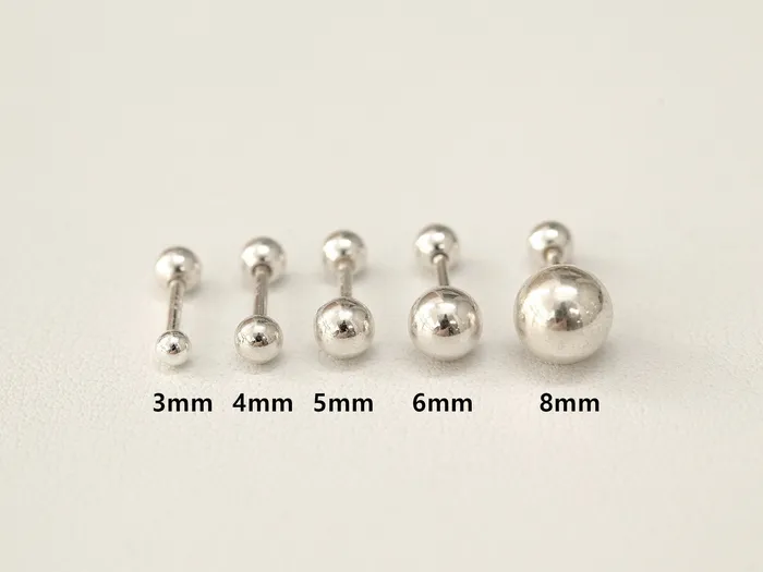 MinimalBijoux Earrings 925 silver CZ Ball cartilage earring 16g
