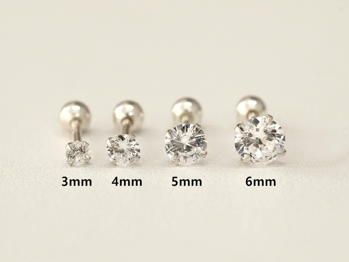 MinimalBijoux Earrings 925 silver CZ Ball cartilage earring 16g