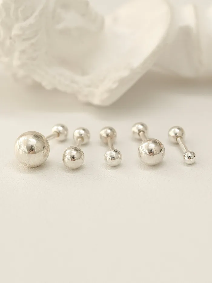 MinimalBijoux Earrings 925 silver CZ Ball cartilage earring 16g