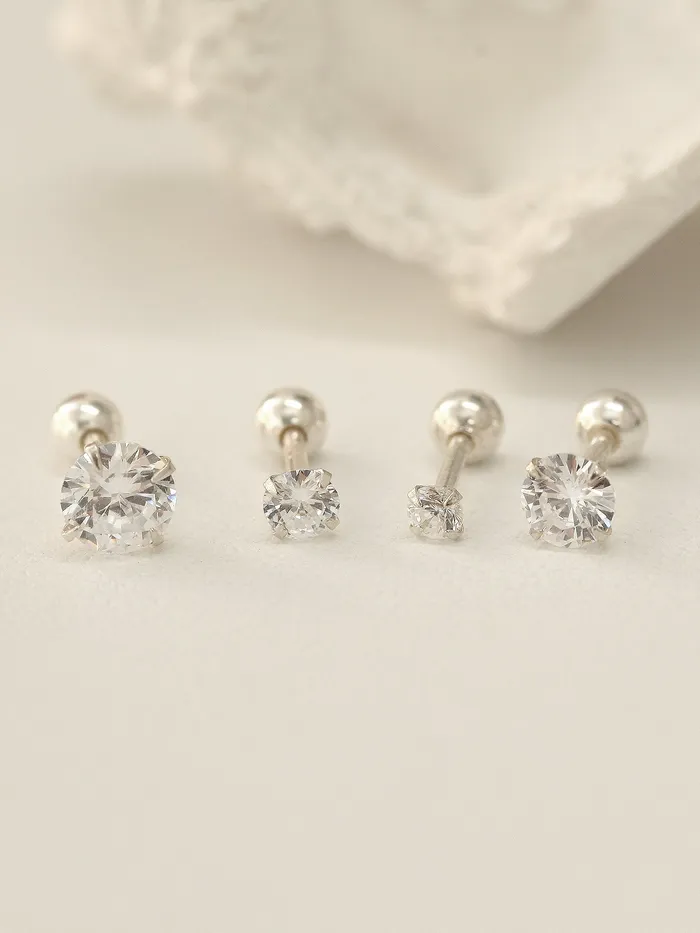MinimalBijoux Earrings 925 silver CZ Ball cartilage earring 16g