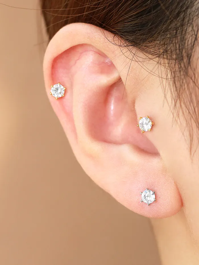 MinimalBijoux Earrings Six Leg Round Cubic CZ Cartilage Earring