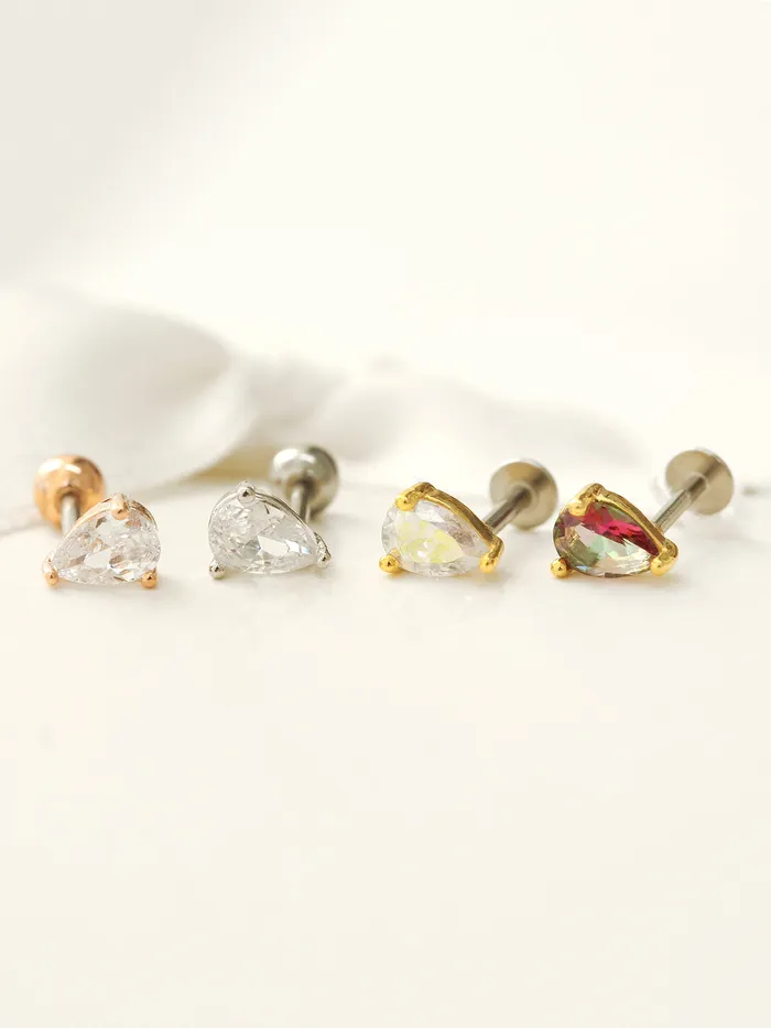 MinimalBijoux Earrings Teardrop CZ stud Cartilage Earring