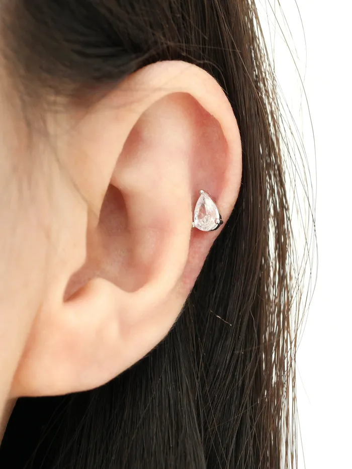 MinimalBijoux Earrings Teardrop CZ stud Cartilage Earring