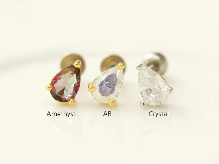 MinimalBijoux Earrings Teardrop CZ stud Cartilage Earring