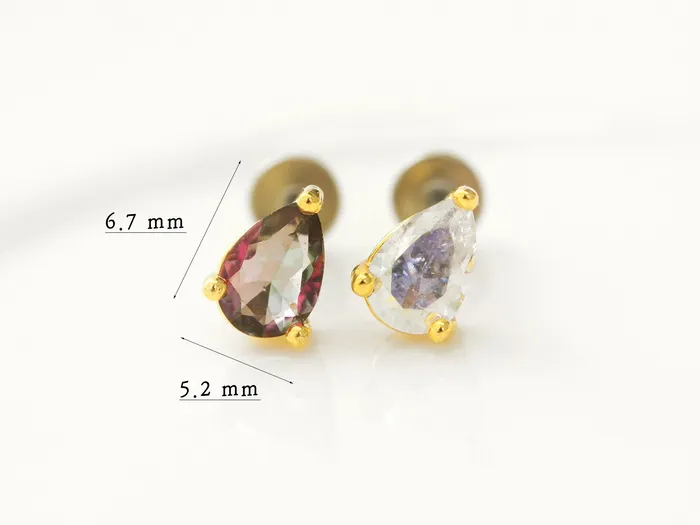 MinimalBijoux Earrings Teardrop CZ stud Cartilage Earring