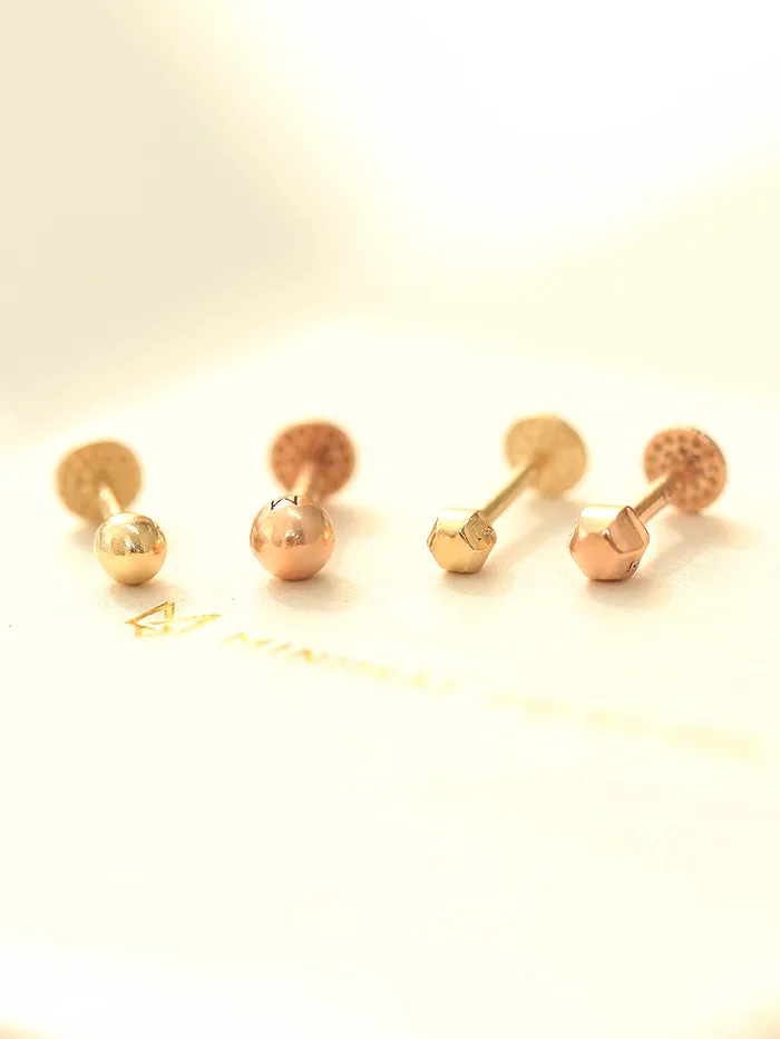 MinimalBijoux PreStyled Sets 14K Gold Ball Tragus Labret Piercing 18G16G