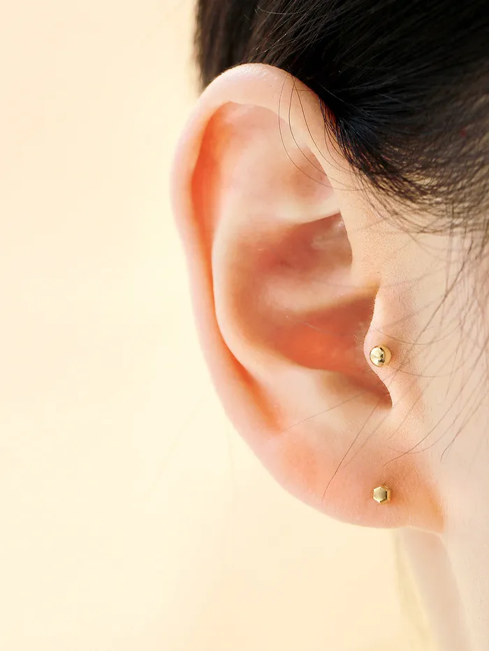 MinimalBijoux PreStyled Sets 14K Gold Ball Tragus Labret Piercing 18G16G