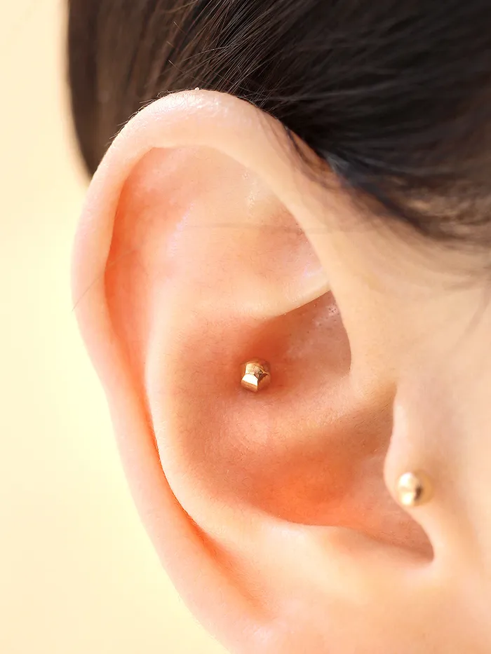 MinimalBijoux PreStyled Sets 14K Gold Ball Tragus Labret Piercing 18G16G