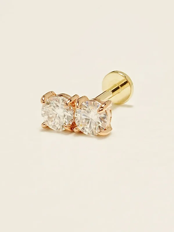 MinimalBijoux PreStyled Sets 14K Gold Moissanite Double Internally Threaded Labret Piercing 20G18G16