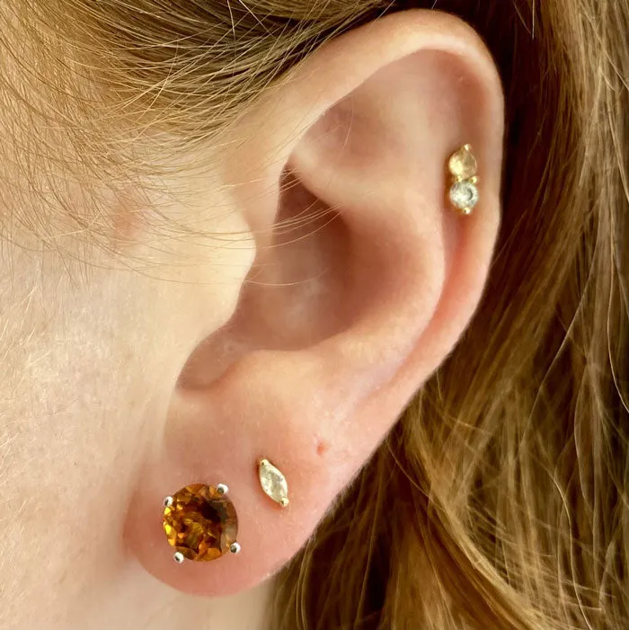 Moriartys Gem Art 14K White Gold Citrine Stud Earrings 195 Carats Earrings