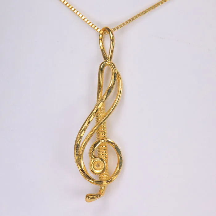 Moriartys Gem Art 14K Yellow Gold Treble Clef Pendant PreStyled Sets