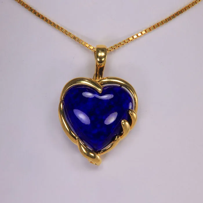 Moriartys Gem Art Necklaces 14K Yellow Gold Lapis Heart Pendant