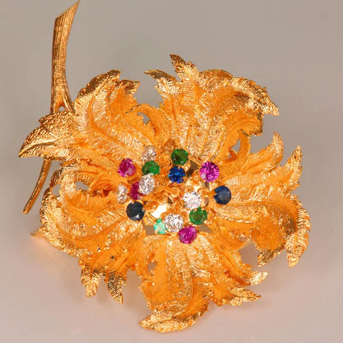 Moriartys Gem Art PreStyled Sets 18K Yellow Gold PinBrooch by Hammerman Brothers