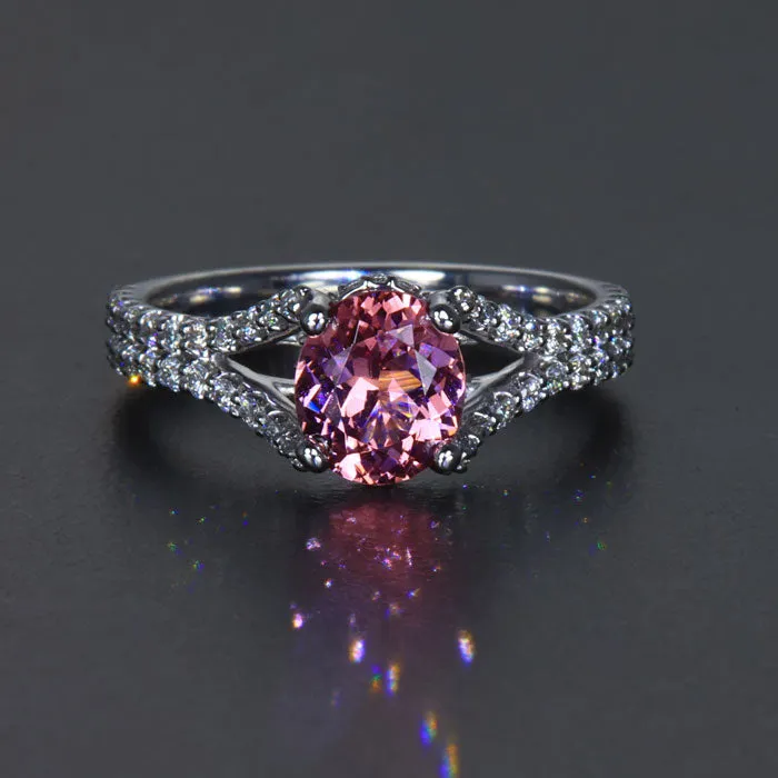 Moriartys Gem Art Rings 14k White Gold Mahenge Malaia Garnet and Diamond Ring 159 Carats