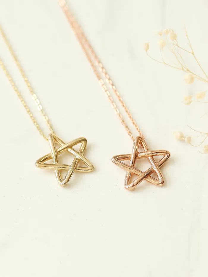 Necklaces 14K Gold Star Necklace MinimalBijoux