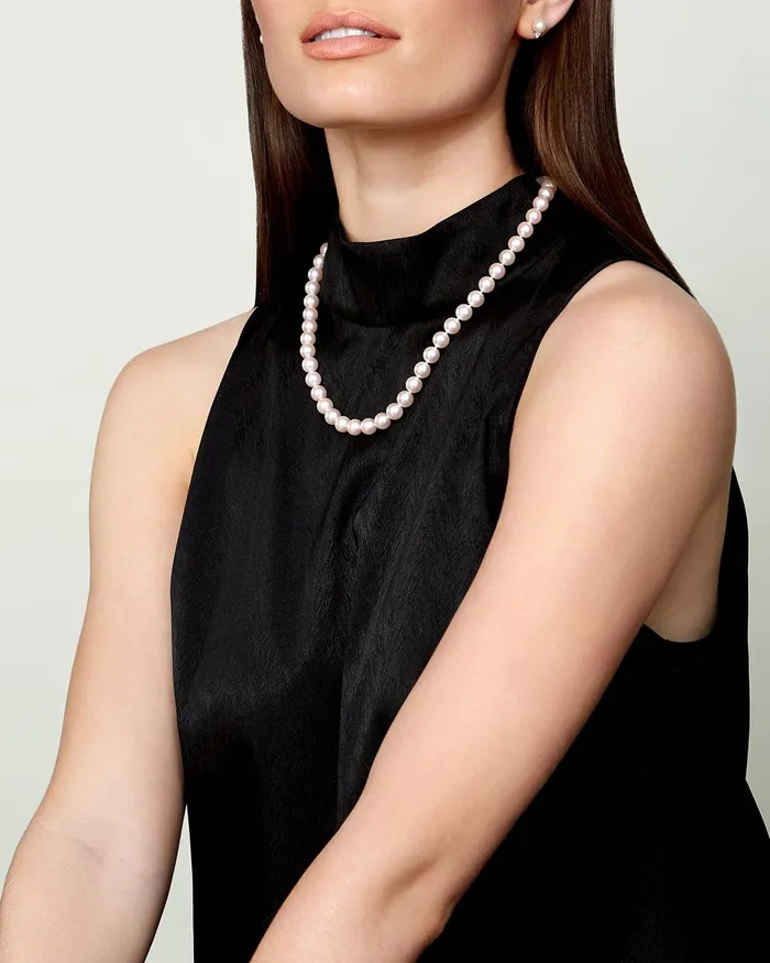 Necklaces 8595mm White Freshwater Pearl Necklace AAA Quality SPT