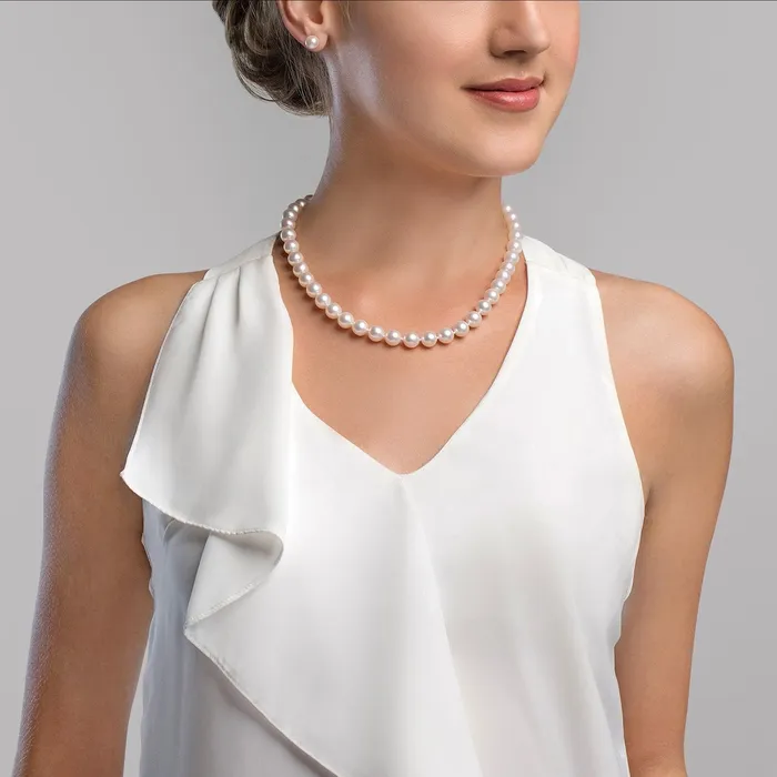 Necklaces 8595mm White Freshwater Pearl Necklace AAA Quality SPT