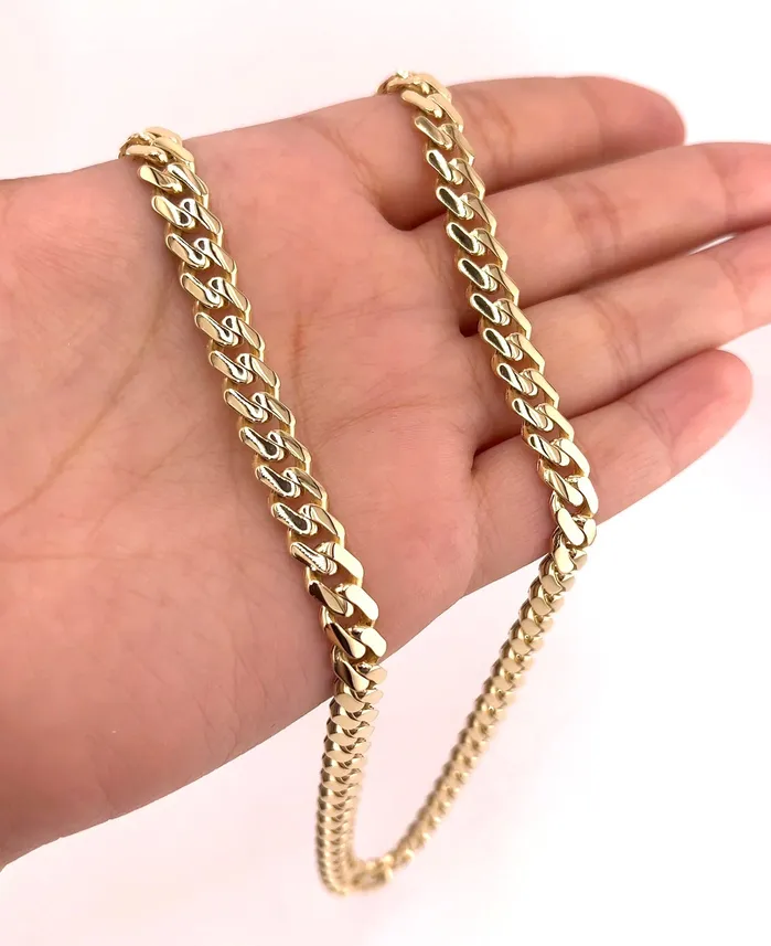 Necklaces AB and J jewelry 14k Gold Hollow Monaco Chain 75mm CH615