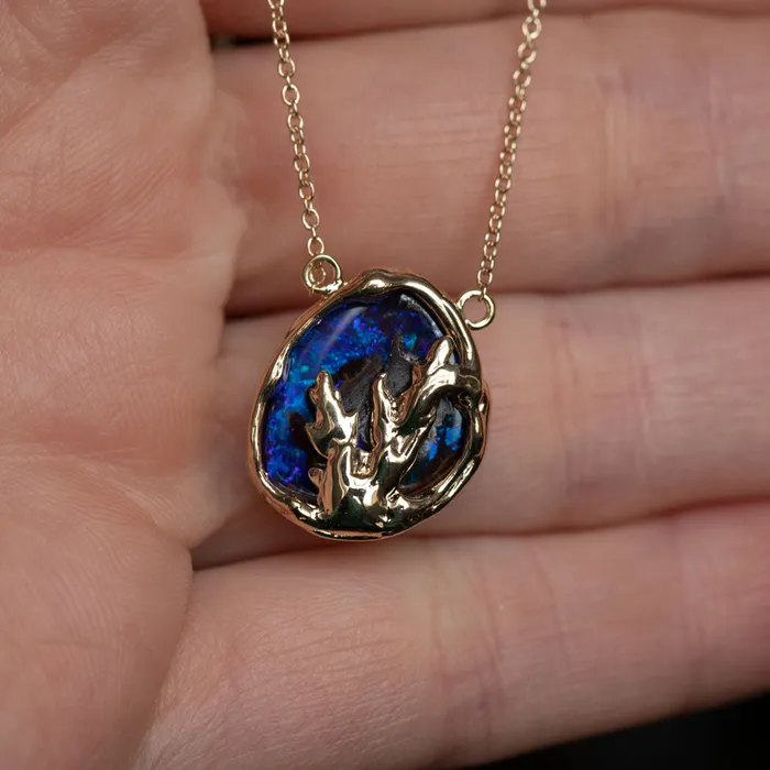 Necklaces Anueva Jewelry 496ct Boulder Opal Mermaid Necklace In 14k Yellow Gold