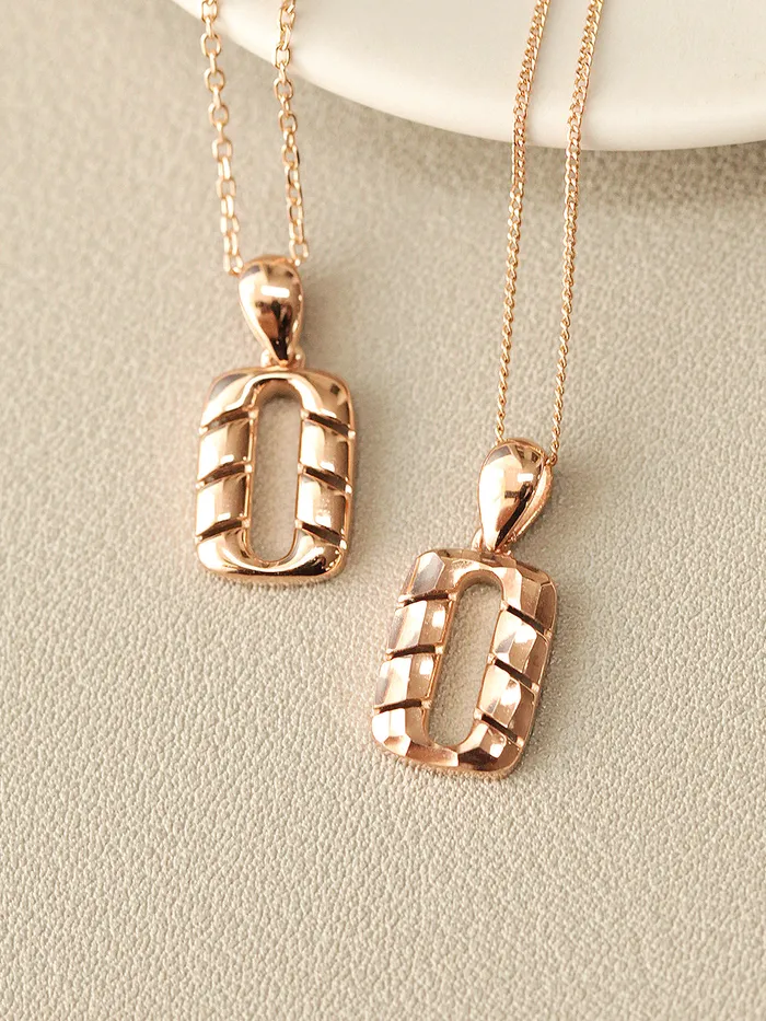 Necklaces MinimalBijoux 14K Gold Twist Square Necklace Pendant