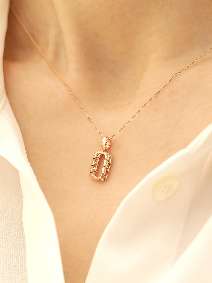 Necklaces MinimalBijoux 14K Gold Twist Square Necklace Pendant