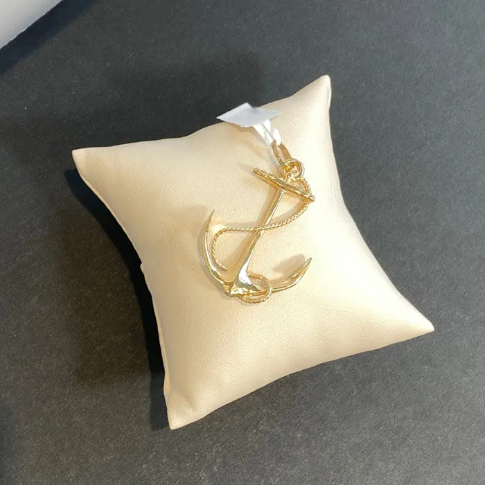Necklaces Moriartys Gem Art 14K Yellow Gold Anchor and Rope Pendant
