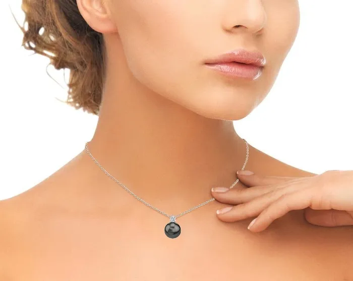 Necklaces SPT Tahitian South Sea Pearl Diamond Ellie Pendant Necklaces SPT Tahitian South Sea Pearl Diamond Ellie Pendant