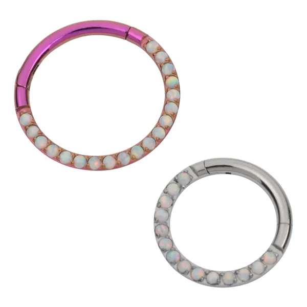 Opal Face Titanium Hinged Ring Tulsa Body Jewelry Rings