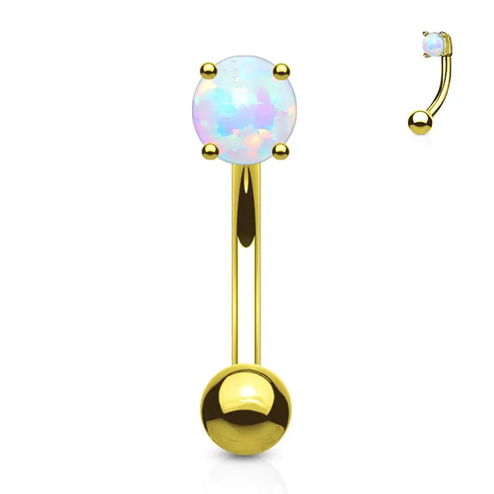 Opal Yellow 14k Gold Eyebrow Barbell Tulsa Body Jewelry PreStyled Sets