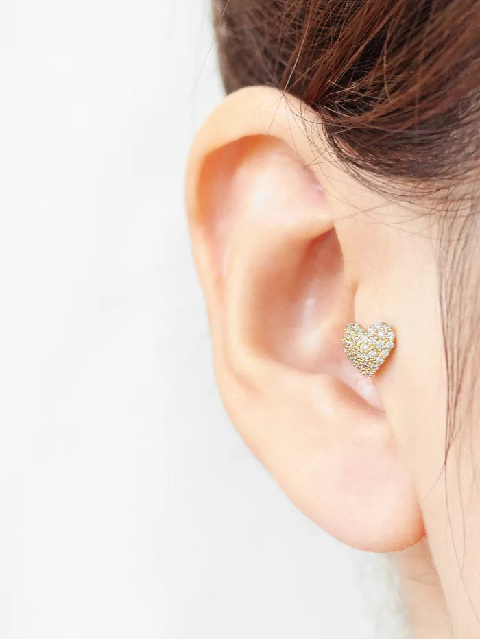 Pave heart Cartilage Earring MinimalBijoux Earrings