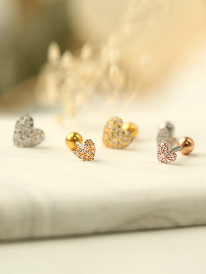 Pave heart Cartilage Earring MinimalBijoux Earrings