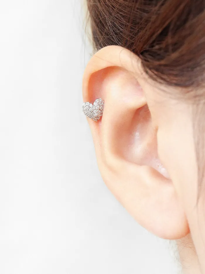Pave heart Cartilage Earring MinimalBijoux Earrings