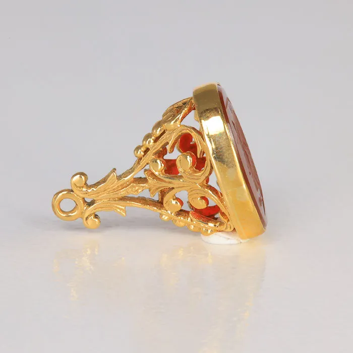 PreStyled Sets 14K Yellow Gold Carnelian Seal Pendant Moriartys Gem Art