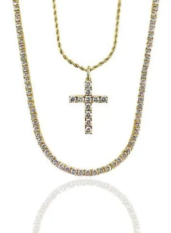 PreStyled Sets apollo31gold DIAMOND TENNIS CROSS SET GOLD NEW