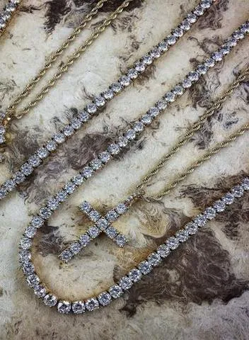 PreStyled Sets apollo31gold DIAMOND TENNIS CROSS SET GOLD NEW