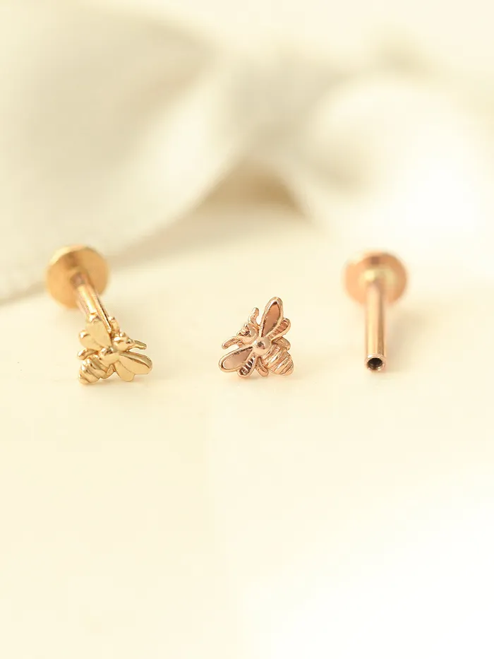 PreStyled Sets MinimalBijoux 14K Gold Internally Bee Labret Piercing 18G16G