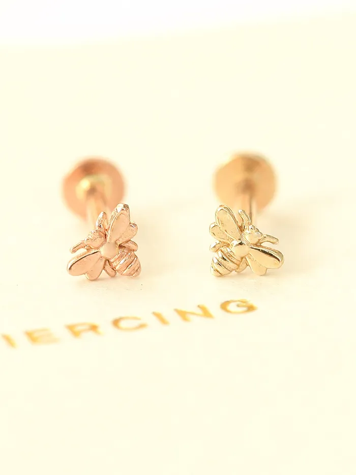 PreStyled Sets MinimalBijoux 14K Gold Internally Bee Labret Piercing 18G16G