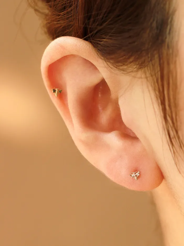 PreStyled Sets MinimalBijoux 14K Gold Internally Bee Labret Piercing 18G16G