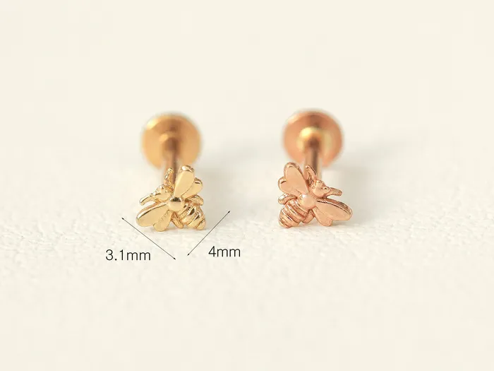 PreStyled Sets MinimalBijoux 14K Gold Internally Bee Labret Piercing 18G16G