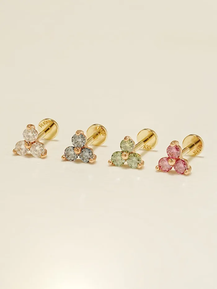 PreStyled Sets MinimalBijoux 14K Gold Moissanite Triangle Internally Threaded Labret Piercing 20G18G16