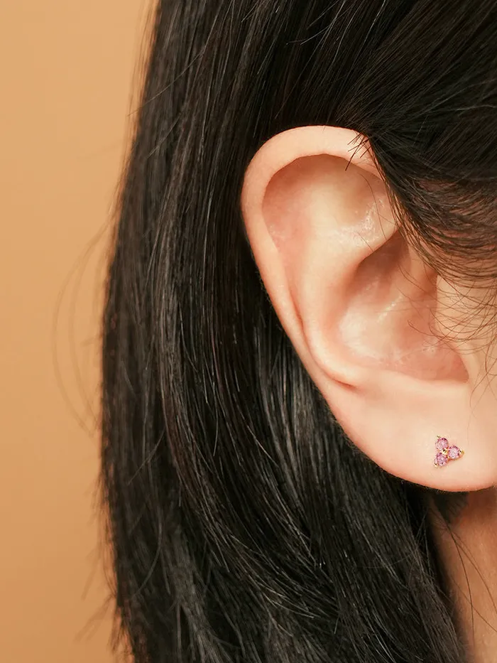 PreStyled Sets MinimalBijoux 14K Gold Moissanite Triangle Internally Threaded Labret Piercing 20G18G16