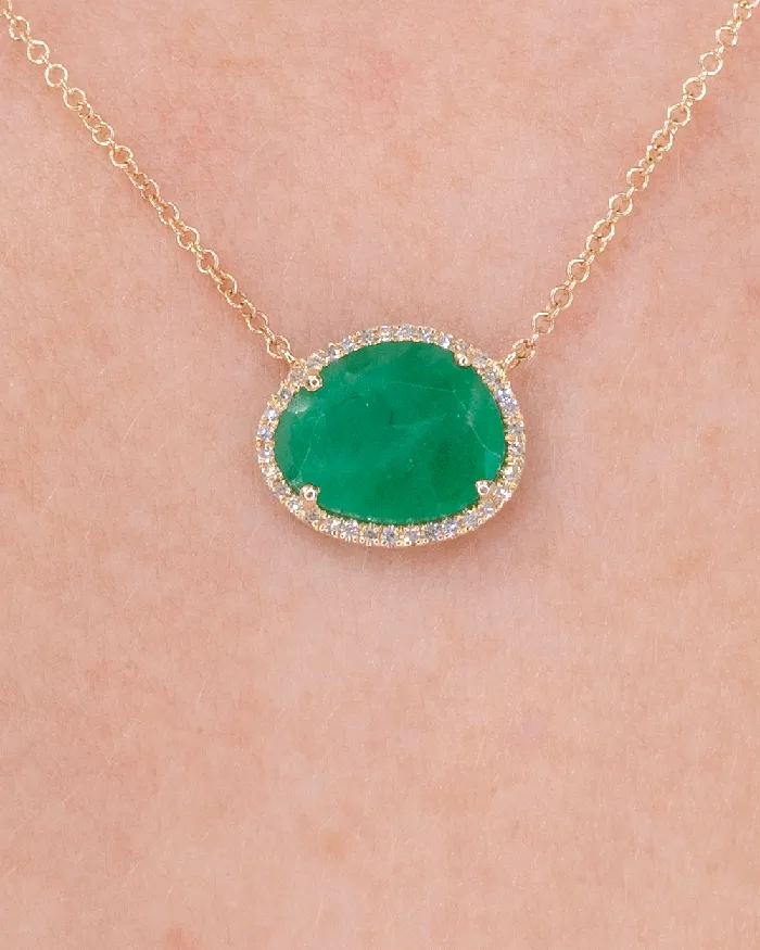 Princess Bride Diamonds Necklaces 229ct Emerald Diamond Halo Necklace