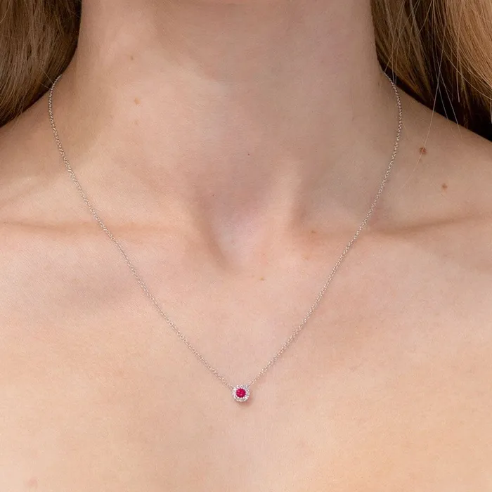 Princess Bride Diamonds Necklaces Mini Ruby Diamond Halo Necklace Princess Bride Diamonds Necklaces Mini Ruby Diamond Halo Necklace