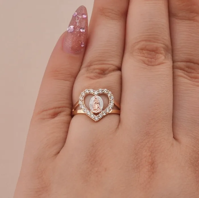 Rings AB and J 14K Gold Virgencita Womens Ring RG0621 Rings AB and J 14K Gold Virgencita Womens Ring RG0621