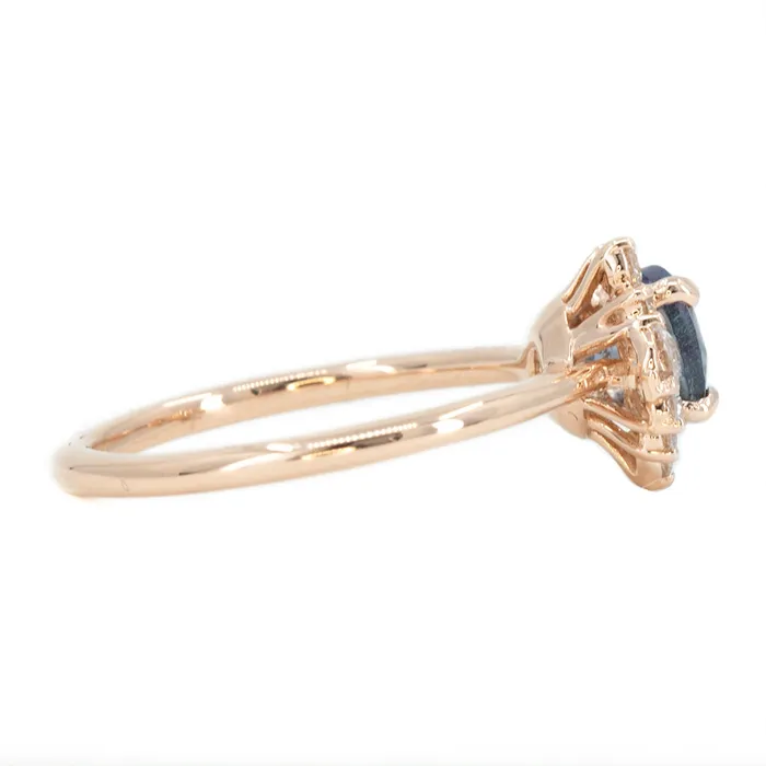 Rings Anueva Jewelry 117ct Round Tanzanite Asymmetrical Diamond Cluster Ring in 14k Rose Gold
